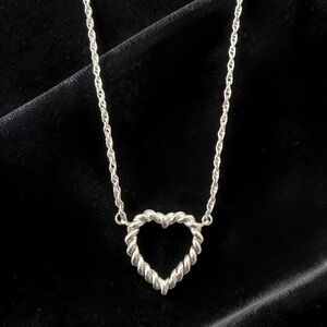Tiffany & Co. 925 Sterling Silver Twisted Open Heart Necklace, Tiffany Necklace